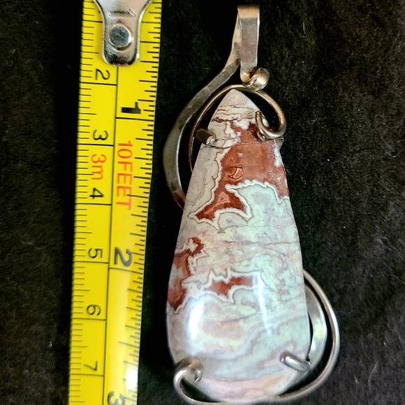 None Jewelry - Elegant Sterling Silver and Jasper Brown Pendant